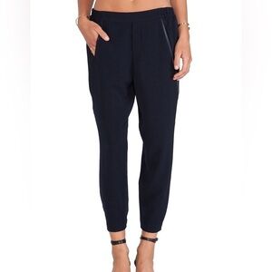 Vince Satin Piped Wrap Seam Pant in Coastal Navy Blue
